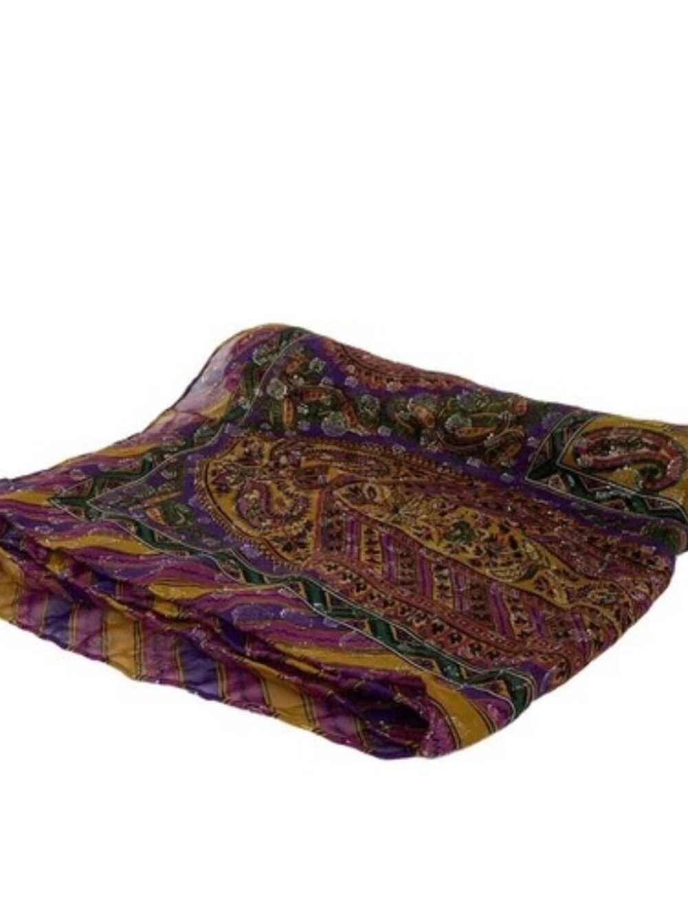 Salvatore Ferragamo Purple Light Brown Multi Silk Glitter Scarf